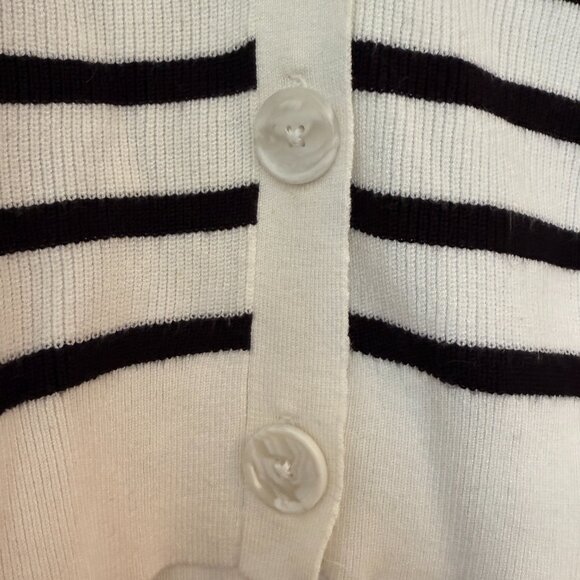 LOFT - Striped V-Neck Cardigan - Size Petite Medium - Picture 7 of 8